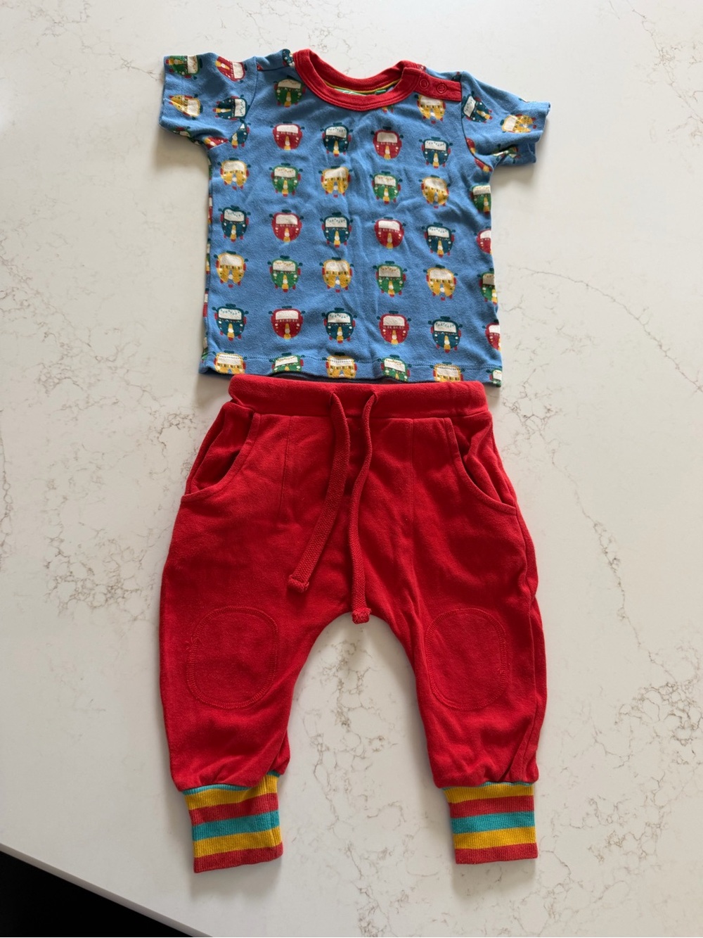 Little Green Radicals Matching Train Outfit 9-12M